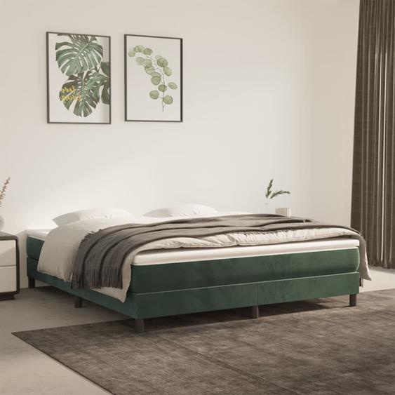 Lit à sommier tapissier et matelas Vert foncé 160x200cm Velours