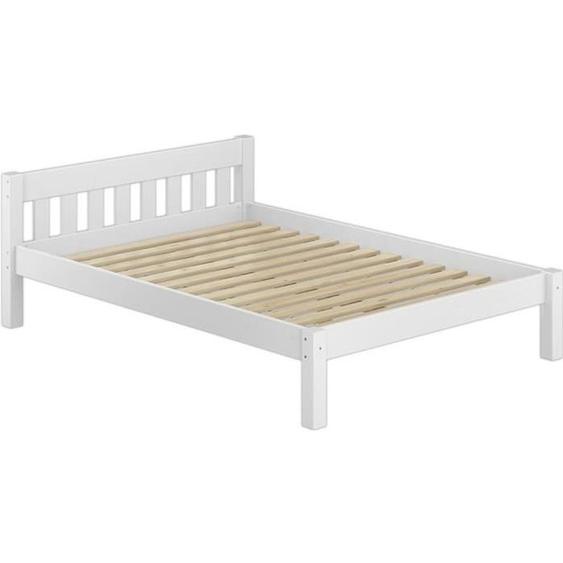 Lit adulte de charme scandinave en pin massif blanc - ERST-HOLZ - 160x200 - Bois massif - Sommier à lattes