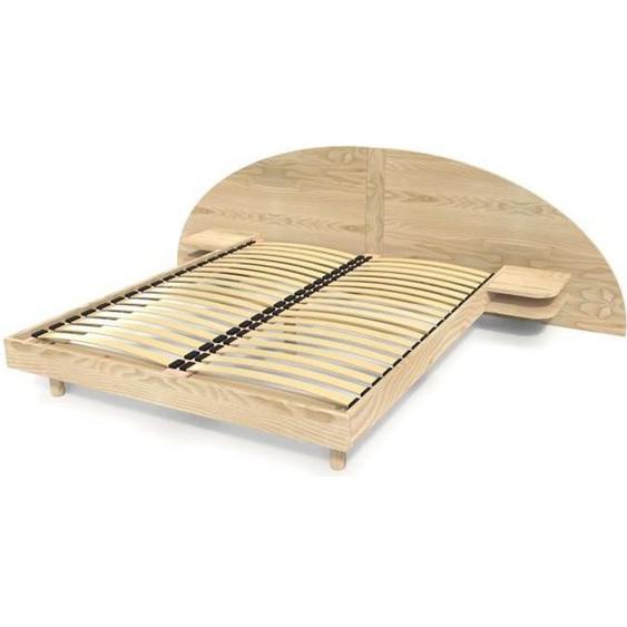 Lit adulte en bois massif ABC MEUBLES - ARC - 160x200 - Tête et chevets intégrés - Style classique