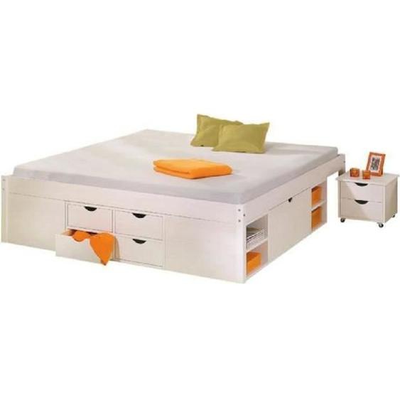 Inter Link Lit fonctionnel TILL 140x190 Blanc Bois massif