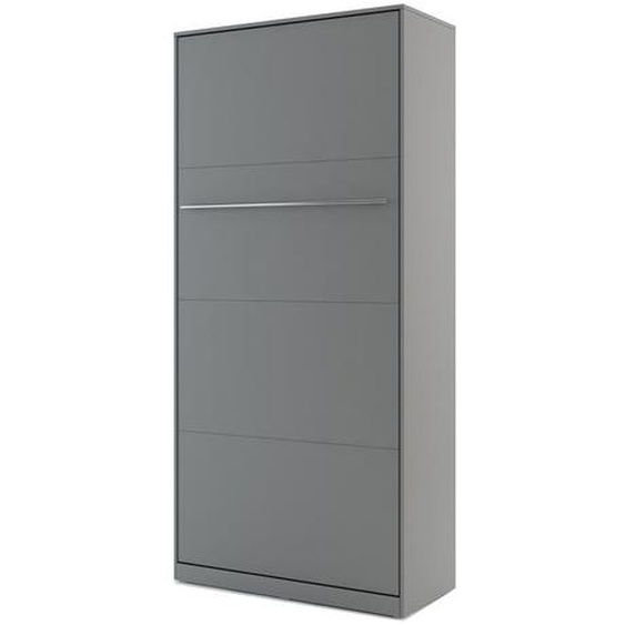 Lit armoire escamotable gris - 90 cm x 200 cm - Panneaux Stratifiés