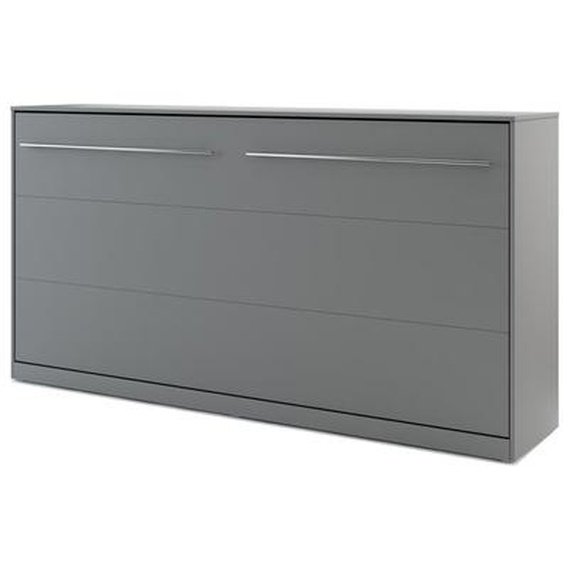 Lit armoire escamotable gris - 90 cm x 200 cm - Panneaux Stratifiés