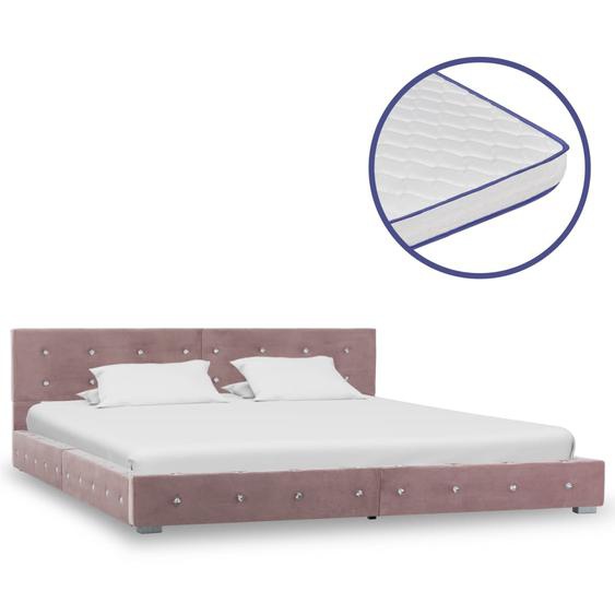 Lit avec matelas à mémoire de forme Rose Velours 160 x 200 cm