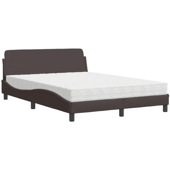 Lit avec matelas Dover brun foncé 140x200 cm Tissu