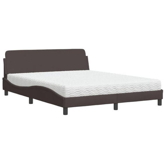 Lit avec matelas Dover brun foncé 160x200 cm Tissu