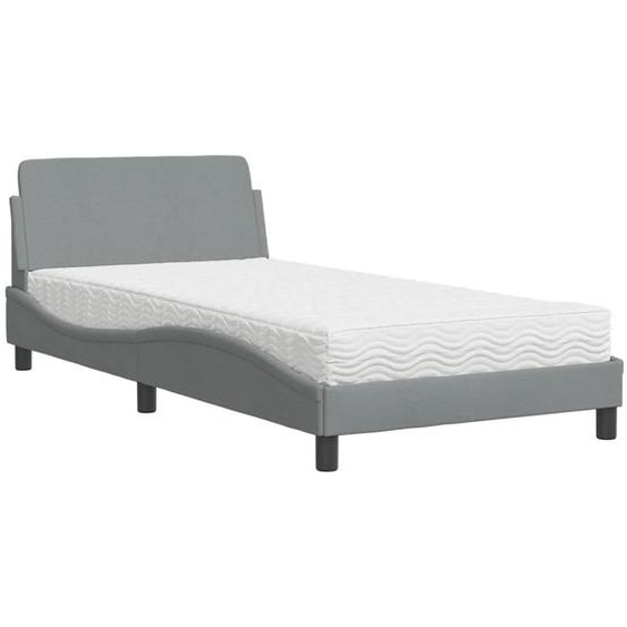 Lit avec matelas Dover gris clair 100x200 cm Tissu