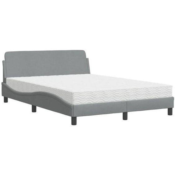 Lit avec matelas Dover gris clair 120x200 cm Tissu