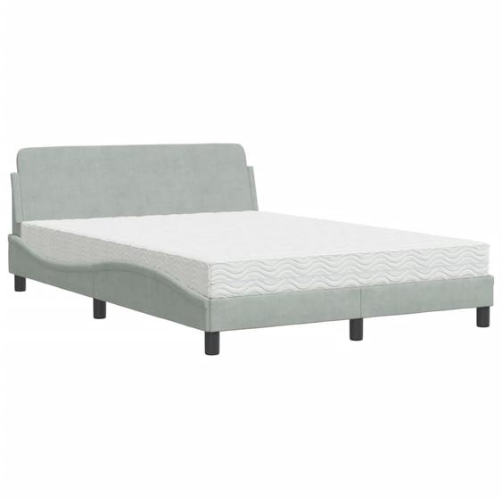 Lit avec matelas Dover gris clair 120x200 cm velours