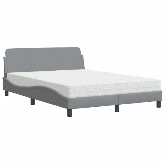 Lit avec matelas Dover gris clair 140x190 cm Tissu