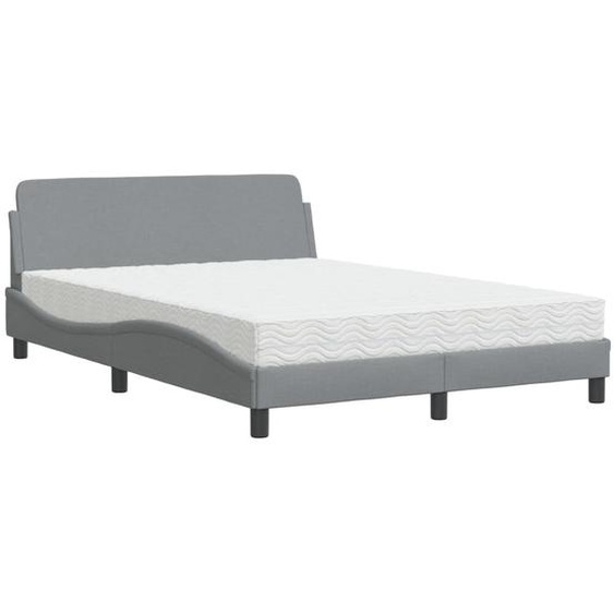 Lit avec matelas Dover gris clair 140x200 cm Tissu