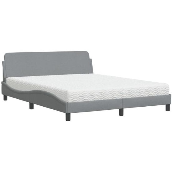 Lit avec matelas Dover gris clair 160x200 cm Tissu