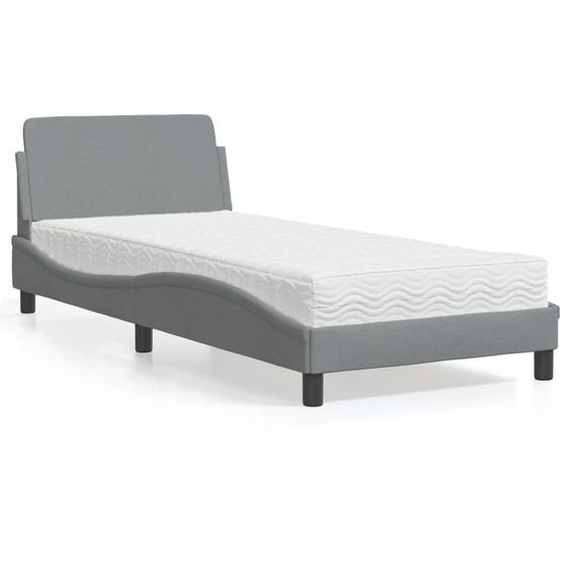 Lit avec matelas Dover gris clair 90x190 cm Tissu