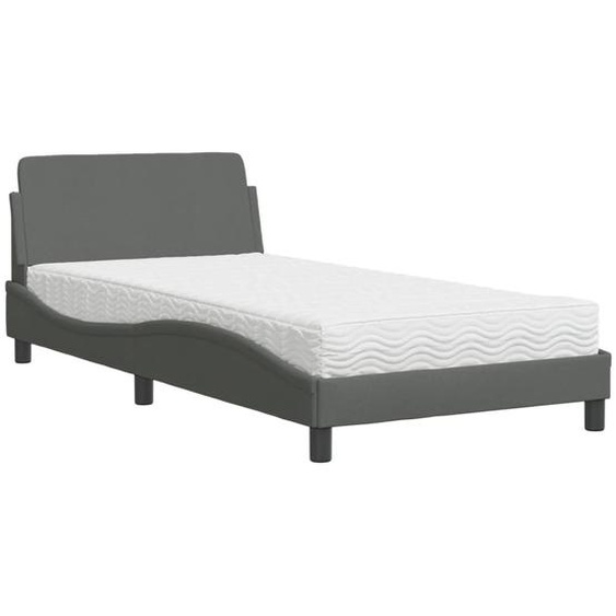 Lit avec matelas Dover gris foncé 100x200 cm Tissu