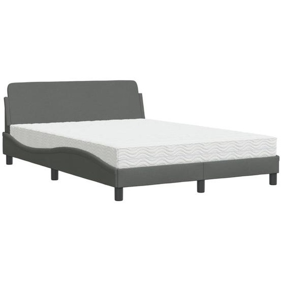 Lit avec matelas Dover gris foncé 120x200 cm Tissu