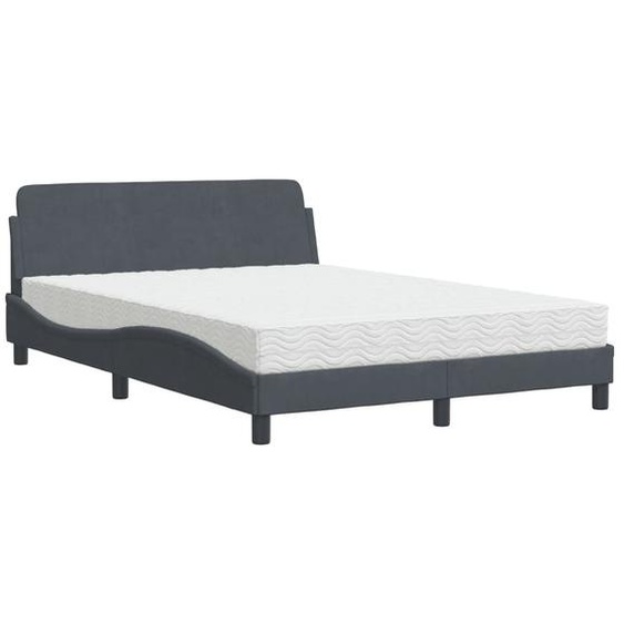 Lit avec matelas Dover gris foncé 120x200 cm velours