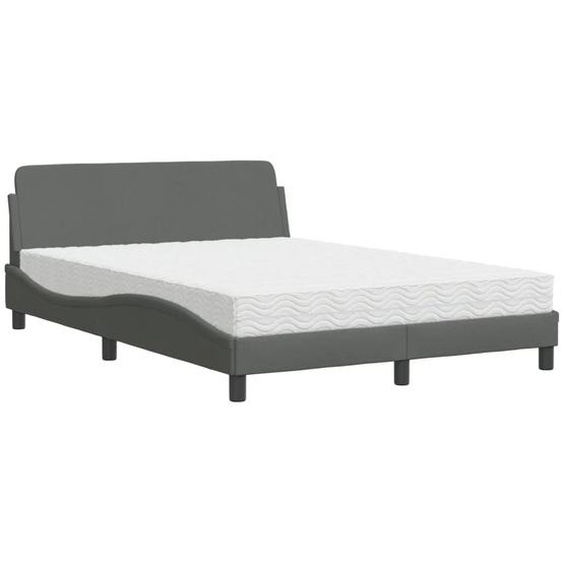 Lit avec matelas Dover gris foncé 140x190 cm Tissu