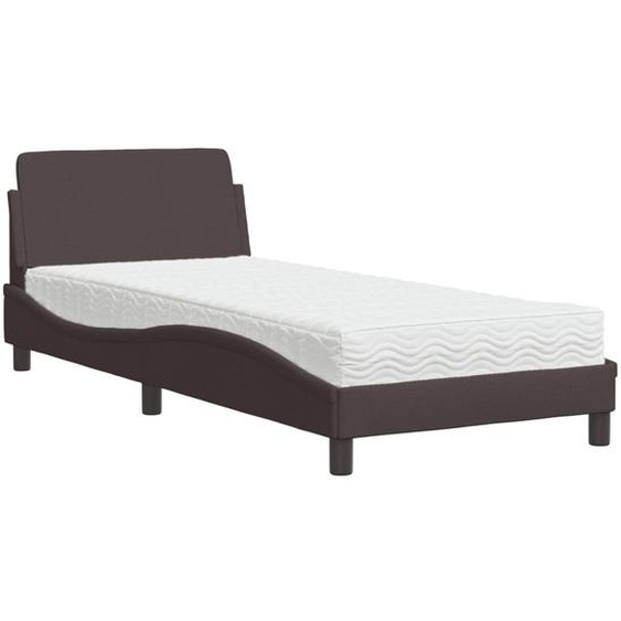 Lit avec matelas Dover marron foncé 90x200 cm tissu
