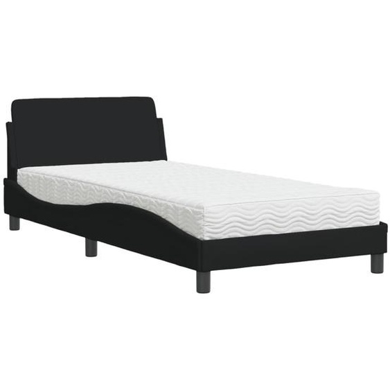 Lit avec matelas Dover Noir 100x200 cm Tissu