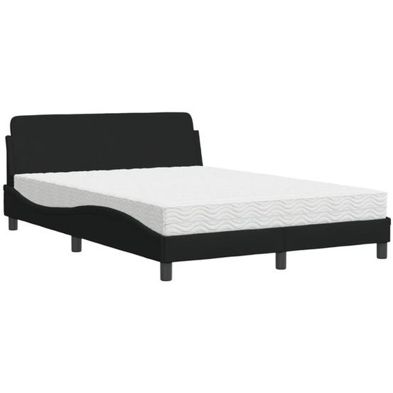 Lit avec matelas Dover Noir 120x200 cm Tissu