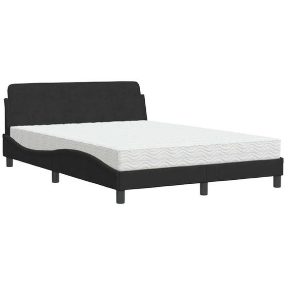 Lit avec matelas Dover noir 120x200 cm velours