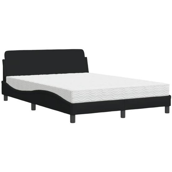 Lit avec matelas Dover Noir 140x190 cm Tissu