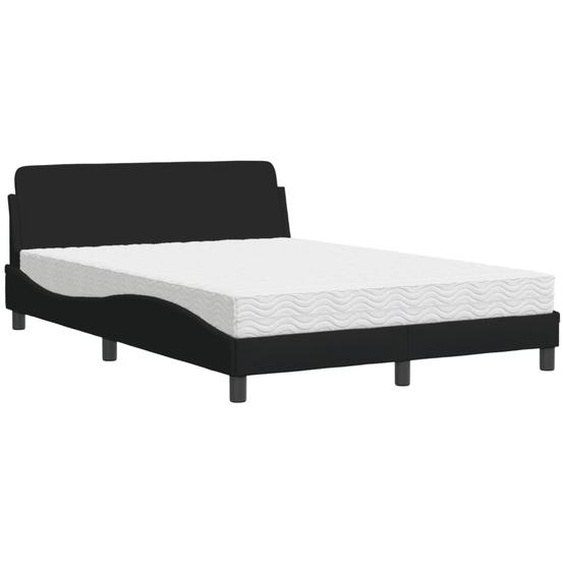 Lit avec matelas Dover Noir 140x200 cm Tissu