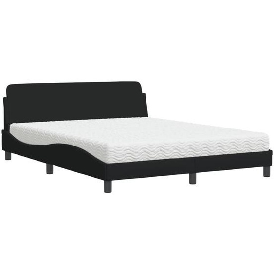 Lit avec matelas Dover Noir 160x200 cm Tissu