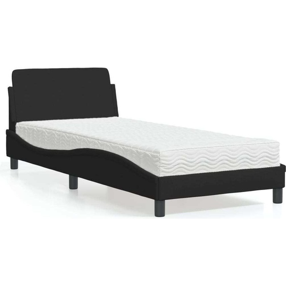 Lit avec matelas Dover Noir 90x190 cm Tissu