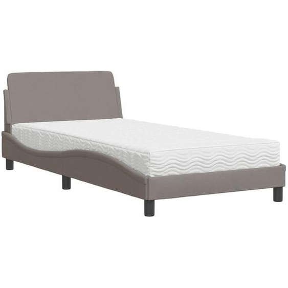Lit avec matelas Dover Taupe 100x200 cm Tissu