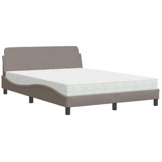 Lit avec matelas Dover Taupe 120x200 cm Tissu