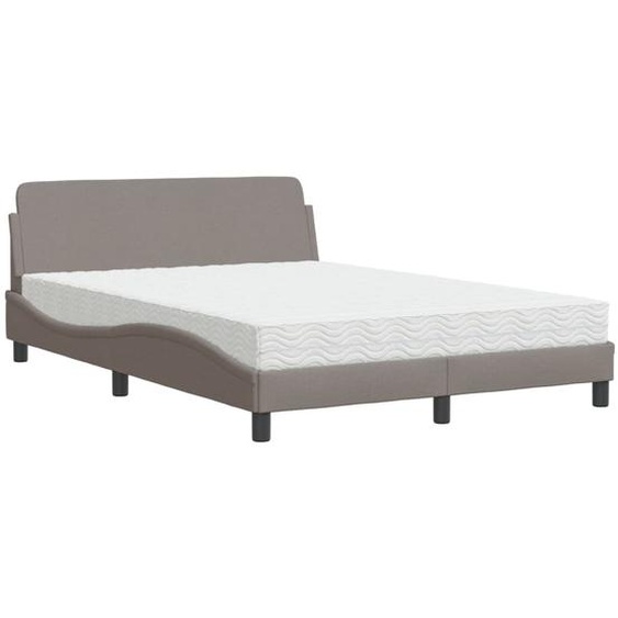 Lit avec matelas Dover Taupe 140x190 cm Tissu