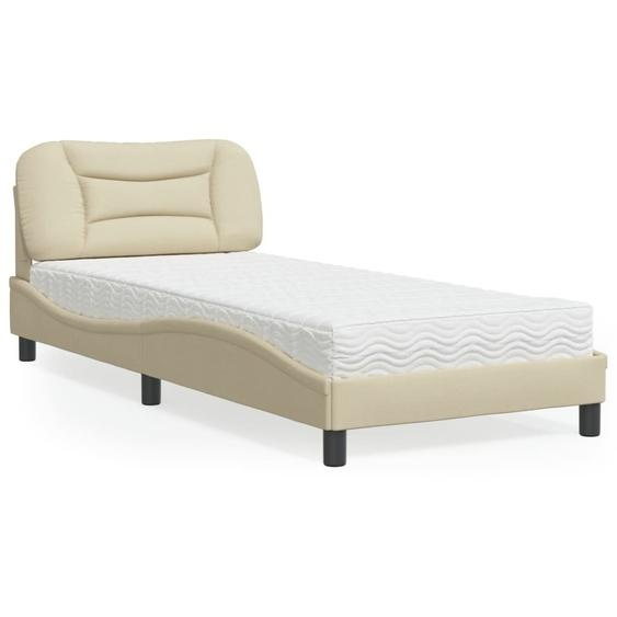 Lit avec matelas Hvar Crème 90x200 cm Tissu
