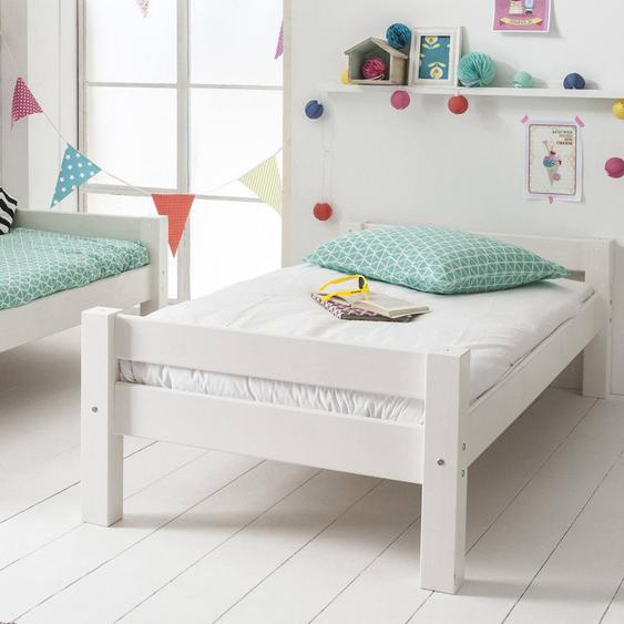 Lit Avec Sommier Pin Massif Lilja Blanc