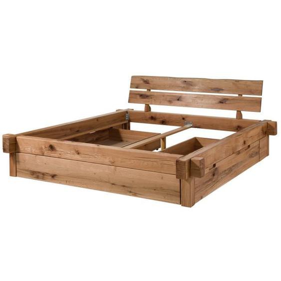 Lit avec tiroir 200x200 en bois de chêne Lombard brun-tabac JANGALI N°  304