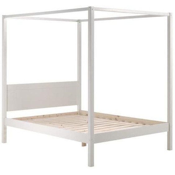 Lit Baldaquin - ALTOBUY - Alcove - Pin Laqué Blanc - 140x200cm - Contemporain