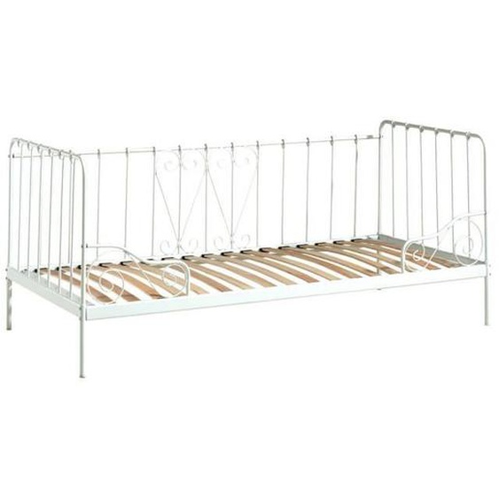 Lit Banquette - ALTOBUY - 90x200cm - Métal Poudré Blanc - Style Vintage - 1 Place