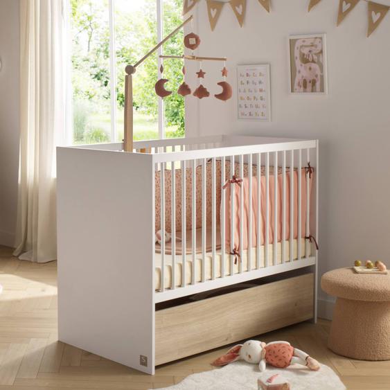 Lit Bébé À Barreaux Avec Têtes En Panneaux - Paloma Blanc