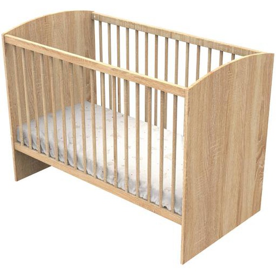 Lit Bébé Avec Têtes De Lit Arrondies En Bois Décor Chêne Doré - Azur Marron