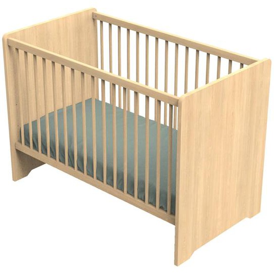 Lit Bébé Avec Têtes De Lit Arrondies En Bois Décor Chêne Miel - Vanille Marron