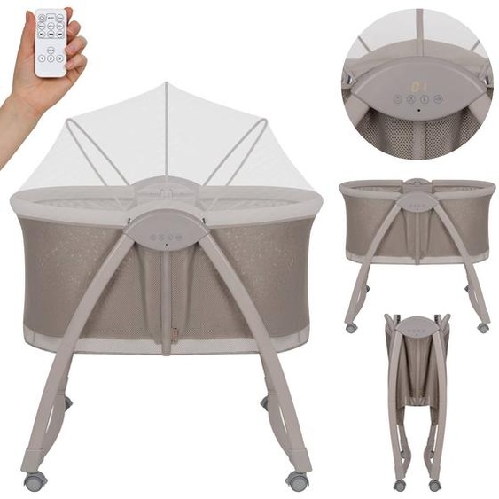 Lit Bébé Berceau 2en1 Gaya Pliable Avec 4 Roues Et Moustiquaire Beige Latte