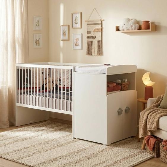 Lit Bébé Combiné Évolutif - Basic Blanc/gris