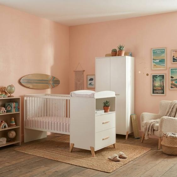 Lit Bébé Combiné Evolutif En Bois - Joy Blanc/marron