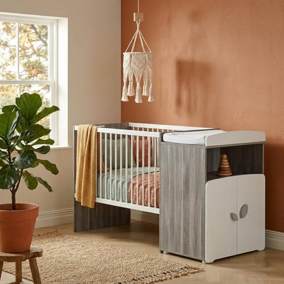 Lit Bébé Combiné Évolutif En Bois - Leaf Gris