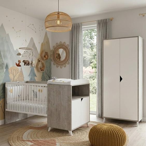 Lit Bébé Combiné Évolutif En Bois - Scandi Blanc/gris