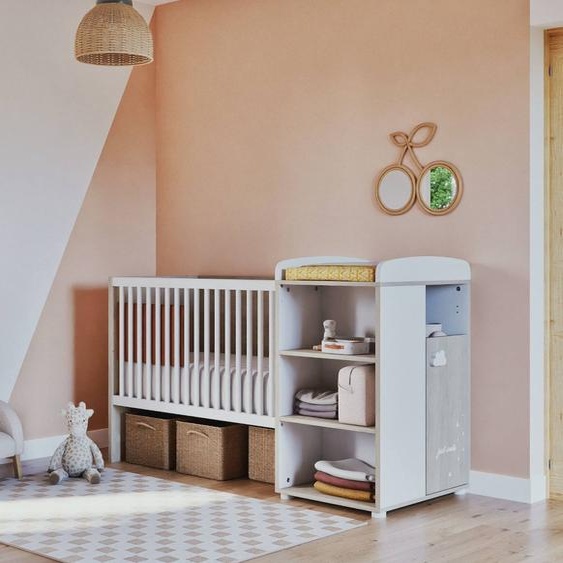Lit Bébé Combiné Evolutif En Bois - Smile Blanc