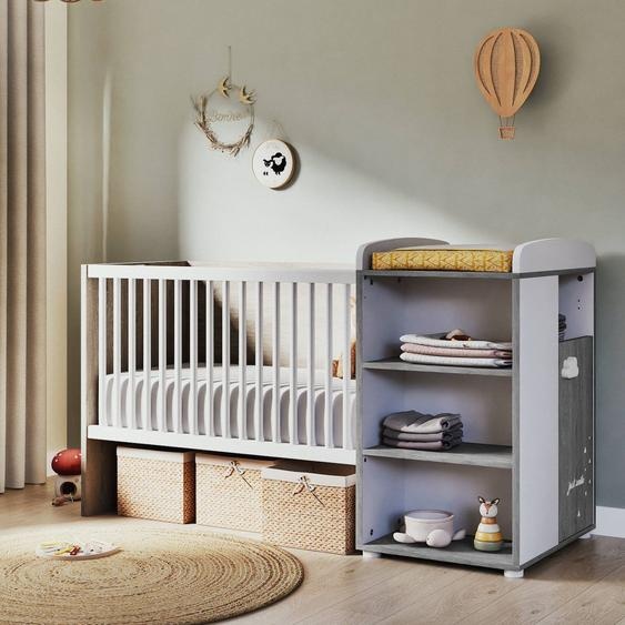 Lit Bébé Combiné Evolutif En Bois - Smile Gris