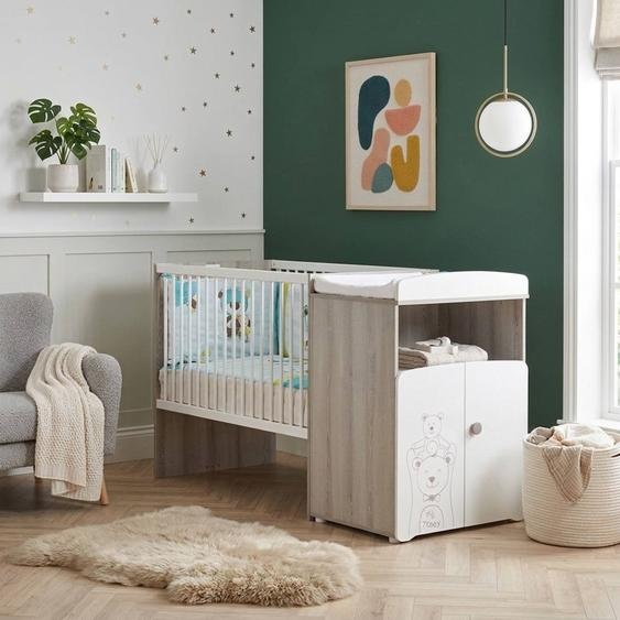 Lit Bébé Combiné Évolutif En Bois - Teddy Blanc