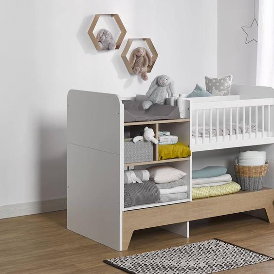 Lit Bébé Évolutif Avec Table À Langer Calisson Blanc & Bois