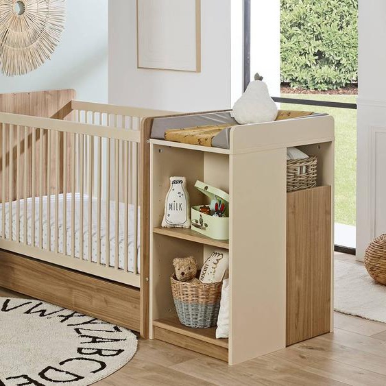Lit Bébé Évolutif Combiné Bohème Blanc & Bois