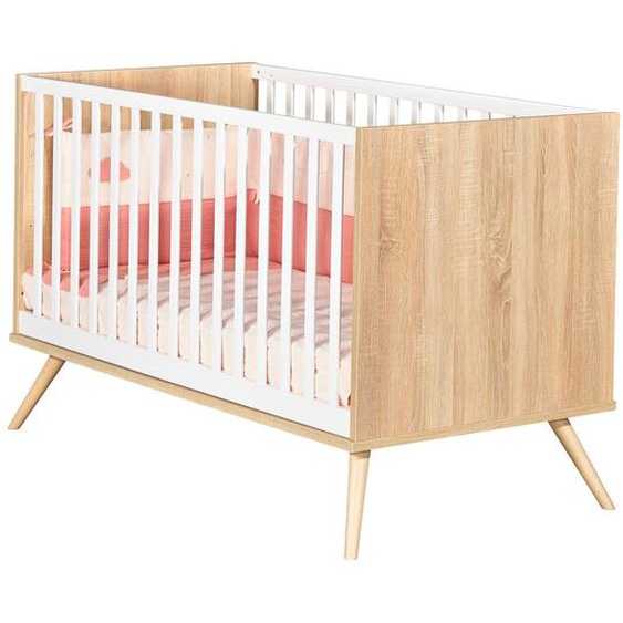 Lit Bébé Évolutif En Bois - Seventies Marron/blanc